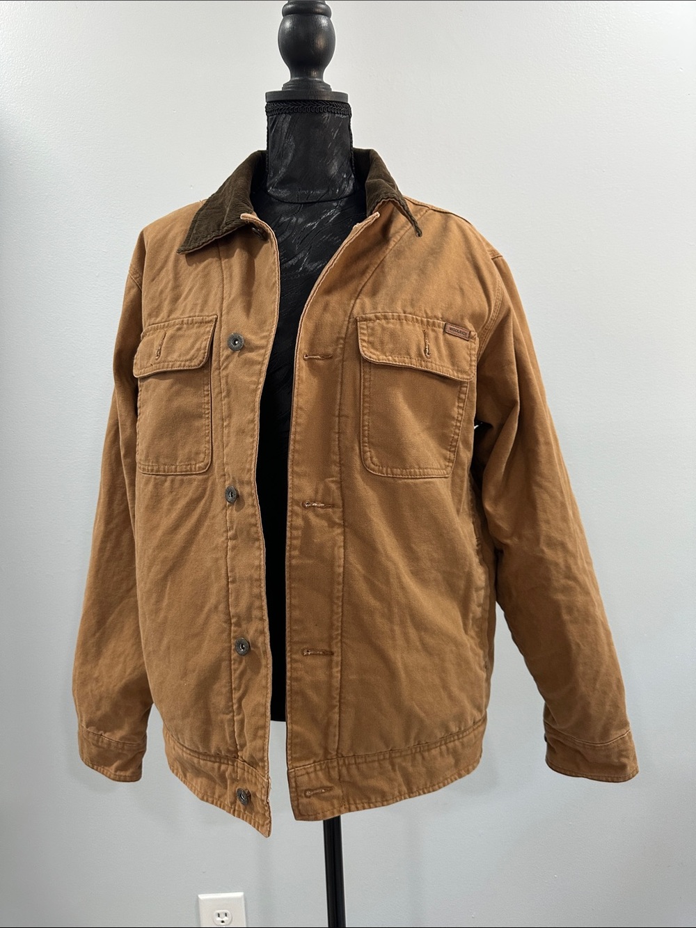 Woolrich Brown/Tan Canvas Field Jacket with Dark Brown Corduroy Collar
